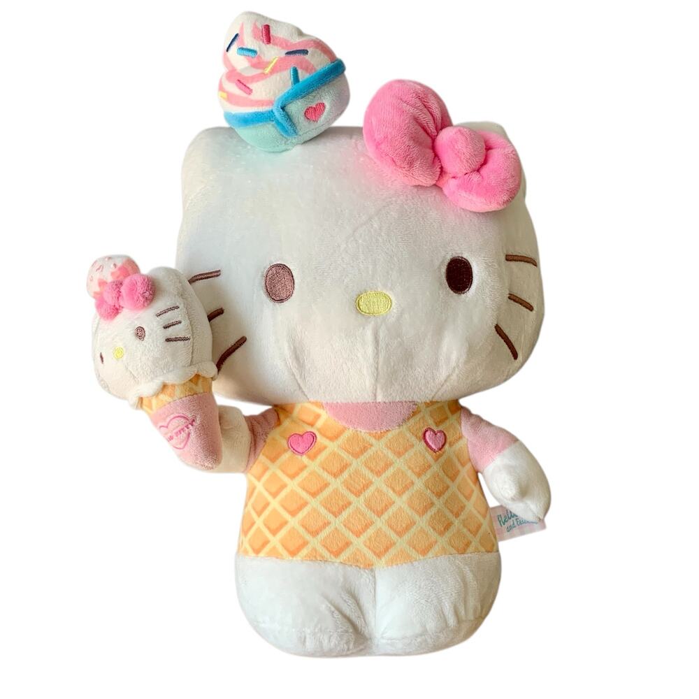 Hello Kitty KidRobot Plush Ice Cream Cone 13” 50th Anniversary Cupcake Dress